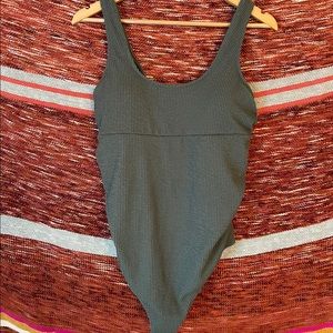 Green textured maternity one piece swimsuit
